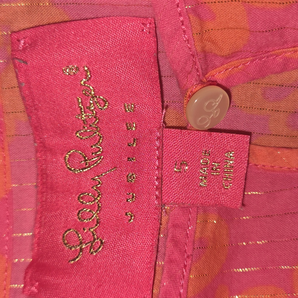 Lilly Pulitzer Pink and Orange With A Gold Sparks Kids Fancy Blouse - Picture 2 of 8